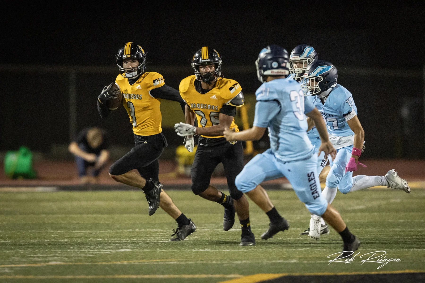 Ball Carrier following the blocker